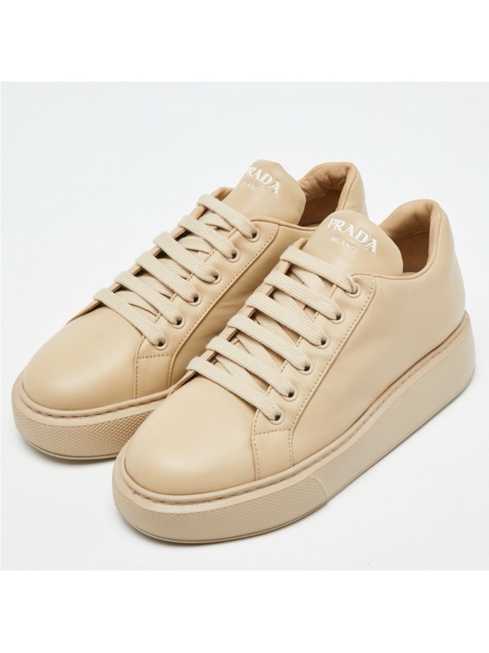 PRADA Platform Sneakers Neutral Beige 1E892L Size EU38